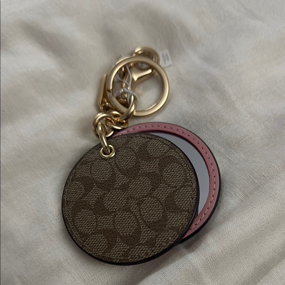 Coach Brown and Pink Mirror Key Chain/purse Charm Accessory - Picture 2 of 3